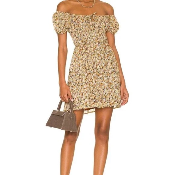 Faithfull The Brand Viola Mini Dress - XS Edelyn Floral Print Smocked - Picture 1 of 8